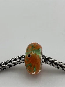 TROLLBEADS OOAK Orange Chameleon Green Core Critter Unique RARE NEW! #376 - Picture 1 of 7