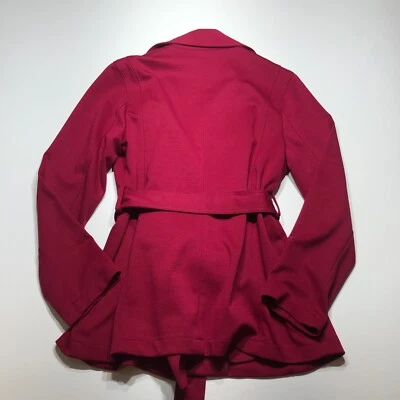 Style & Co. Jacket Womens Medium Red Belted Button Front Knit Double Breasted - Image 1 of 4