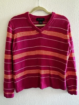 Suéter grande vintage feminino rosa todos os pontos por ponto de referência 100% algodão - Imagem 1 de 4