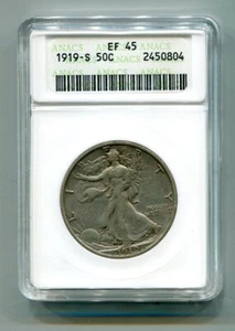 1919-S WALKING LIBERTY HALF DOLLAR ANACS XF 45 NICE COIN BOBS COINS FAST SHIP - Picture 1 of 4