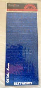 New Two Packs Blue Foil Greetings Stickers for Card Making Happy Birthday etc - Picture 1 of 2