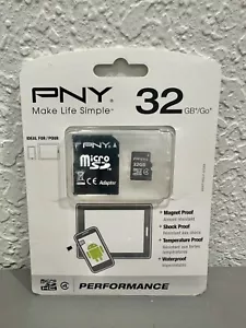 NEW SEALED PNY 32 GB Micro SD Card with Adapter - Picture 1 of 4