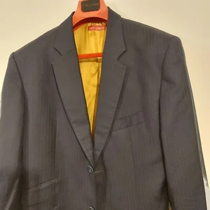 Marc Wallace Mens Navy Herringbone Jacket With Working Cuffs Chest 42"R - Picture 1 of 8