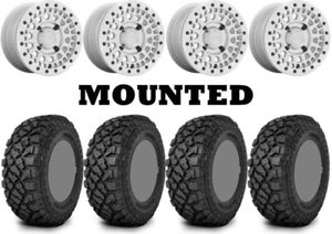 Kit 4 Kenda Klever XT 28x10-14 on Black Rhino Parker Beadlock Silver Narrow CAN - Picture 1 of 5