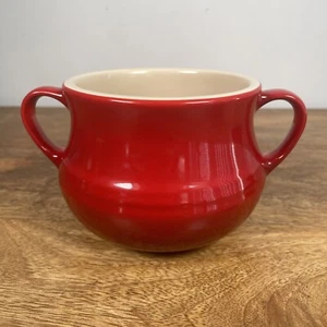 Le Creuset Soup Bowl Small Bean Pot ( No Lid ) Red Stoneware Mini Casserole Dish - Picture 1 of 18