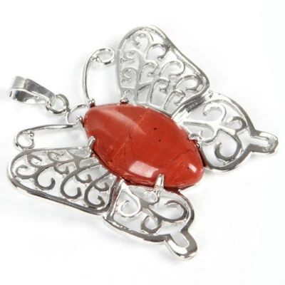 Collar colgantes de plata gemas de piedra lunar jaspe ágata amatista genuina mariposa Foto 1 de 4