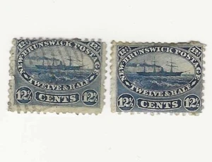 Two 1860 New Brunswick 12&1/2c stamps #10 one mint & one used ; CV $160.00 - Picture 1 of 2