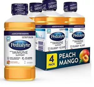 Pedialyte Elektrolyt Getränk 4er Pack Pfirsich Mango 4x 33,8 Oz Immununterstützung - Bild 1 von 2