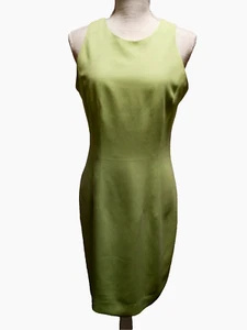 Vintage 80er Robbie Bee Damen limettengrün Seide ärmellos Cut-Out Rücken Kleid 6 - Bild 1 von 9