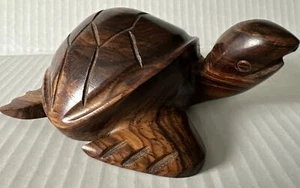 Sea Turtle Figurine Hand Carved Ironwood Wood Paperweight 5”x4” - Picture 1 of 10