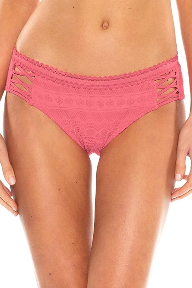 Becca Women's Pink Stretch Hipster Low-Rise Bikini Bottom Swimwear Size M
