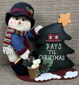 Snowman Countdown to Christmas Perpetual Advent Calendar Tab Plush Wood Decor - Picture 1 of 8