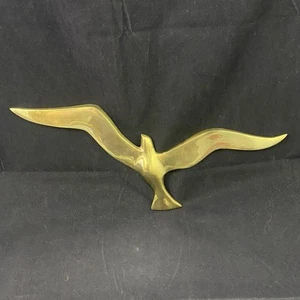 Gabbiano volante in ottone vintage uccellino da appendere a parete 15,5" - Foto 1 di 6