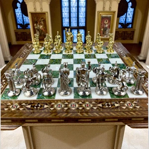 Schachspiel Handarbeit Römisches Reich Massivholz Intarsien Brett, Weihnachtsgeschenk 🎁 - Bild 1 von 11