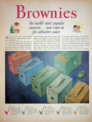 Original 1929 Vintage Recorder Ad: Ft. Brownies the World's Most Popular Cameras - Image 1 of 2
