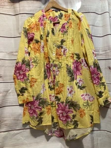 Roaman's Yellow floral blouse-Ladies 2X - Picture 1 of 8