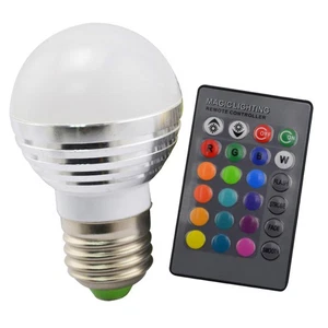 E27 3W RGB Smart Light Bulb Dimmable RGB LED Bulb with Remote - Picture 1 of 8