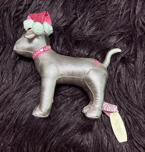 Victoria's Secret ROSA Peluche Perro Peluche Papá Noel Sombrero RARO - Imagen 1 de 1