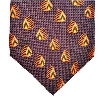 "Corbata Bill Blass etiqueta negra para hombre jacquard seda dorado motivo de llama en marrón 4x55,5""" Foto 1 de 4