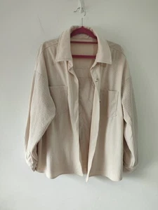 Dazy Womens Shirt Shacket Size XL 18 20 Cream Corduroy Casual Long Sleeve - Picture 1 of 9