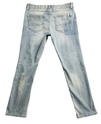 Pantalones de mezclilla ajustados American Rag Jeans para hombre 33x30 pintura envejecida salpicaduras Foto 1 de 4