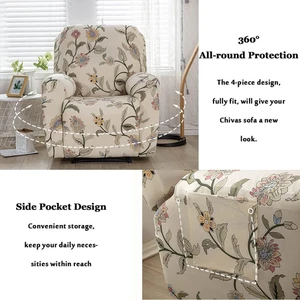 Highdi Recliner Chair Covers with Pockets for Electric Chair, 4 Pieces Floral... - Picture 1 of 12
