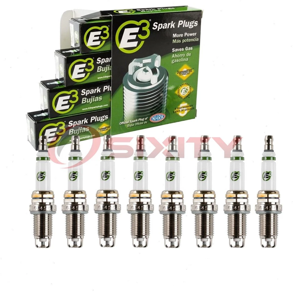 8 pc E3 Spark Plugs for 1991-1993 Dodge Ramcharger 5.2L 5.9L V8 Ignition ql - Image 1 of 4