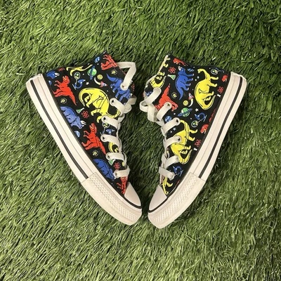 匡威匡威儿童鞋黑色全印花恐龙高帮运动鞋 12 码 12C — 第 1/4 张图片