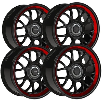 (Set-4) Vision 478 Alpine 17x8 5x108/5x4.5" +38mm Black/Red Wheels Rims 17" Inch Foto 1 de 4