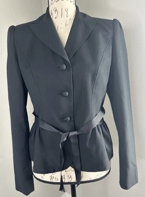 Anne Klein Black Peplum Belted Short Blazer Jacket. Size 4 - Изображение 1 из 4