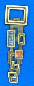 R. DAYAGI DESIGN ISRAEL MID-CENTURY BRUTALIST  BRONZE ENAMEL BOTTLE OPENER - Picture 1 of 5