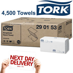 Tork Hand Paper Towels Single Fold Universal Zig Zag 2ply 4,500 Sheets White H3