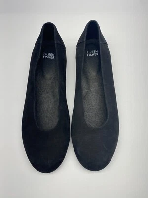 Eileen Fisher Mujer Una Cuña Oculta Negro Gamuza Ballet Plano Talla 9 Foto 1 de 4
