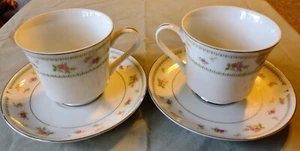 Pair of Abingdon Floral Fine Porcelain China Japan Mug Tea Cup & Saucer Exc Cnd! - Picture 1 of 6