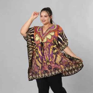 Jovie lila Schlange V-Ausschnitt Kaftan - Einheitsgröße passt am meisten - Bild 1 von 2