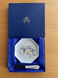Aynsley "Just Orchids" Bone China Butter Dish & Knife Set in Original Box - Picture 1 of 5