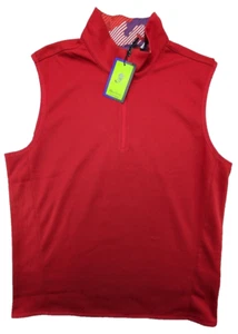 Robert Graham Vest Mens Large Red Half Zip Logo Golf ⛳ Skull 💀 Tees $128 - Picture 1 of 14