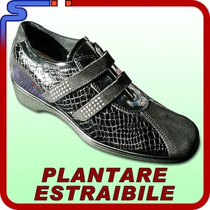 SCARPE COMFORT FLEXISTEP PLANTARE ESTRAIBILE A VELCRO® PELLE STAMPATA COL. NERO - Foto 1 di 1