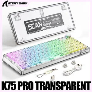 ATTACK SHARK K75 Pro Transparent Mechanical Keyboard 75% TKL Gasket with Knob - Afbeelding 1 van 29