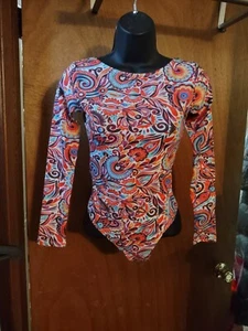 Conal Island Floral Swimsuit Long Sleeve One Piece Surf Bathing Suit Sz Small - Picture 1 of 2