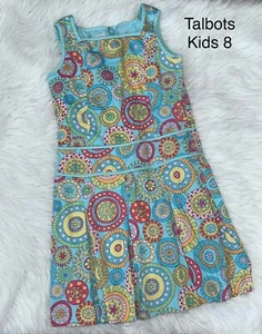 Talbots Kids Blue Print Box Pleat Dress Size 8 - Picture 1 of 1