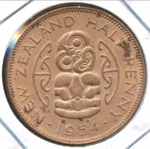 New Zealand 1954 Halfpenny 1/2d Elizabeth II - Extra Fine - Picture 1 of 3