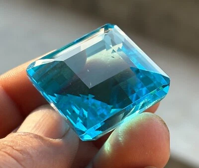 Natural Certificado 85 Ct Azul Cielo Aguamarina Corte Cuadrado Suelto Mejor Piedra Preciosa EBAY Foto 1 de 4