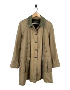 Vintage 90s Women's FENDI Overcoat Coat Khaki Raw Size IT 42 - Picture 1 of 15