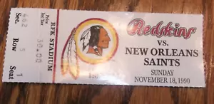 Washington Redskins v New Orleans Saints Football Ticket November 18 1990 - Picture 1 of 2