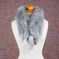 Real Fox Fur Scarf With A Ribbon In Gray Color