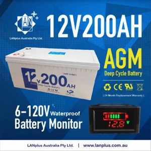 NEW 12V 200AH SLA AGM DEEP CYCLE BATTERY 1000CCA Solar Marine CARAVAN SOLAR 4WD - Picture 1 of 9
