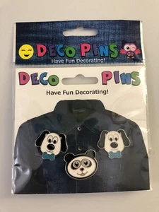 Deco Pins 3-Pack Panda and Black and White Dog by Frog Sac ~*Cute*~ - Picture 1 of 2