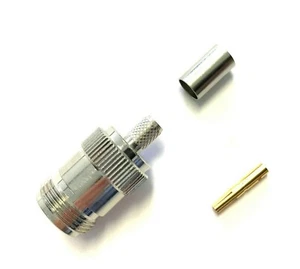 Confezione da 10 connettori coassiali RF a crimpare jack femmina N per RG-8/X, LMR-240 - Foto 1 di 3