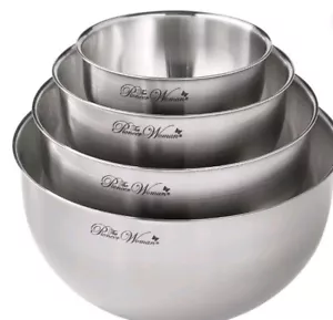 Set of Four (4) Pioneer Woman ~ Stainless Steel ~ Mixing Bowl Set ~ Nesting Size - Picture 1 of 6